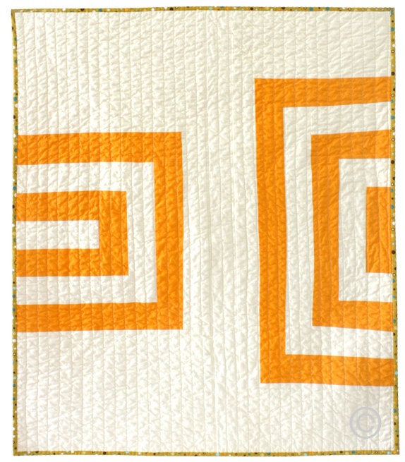 Graphic Modern Baby Quilt - Orange Creamsicle