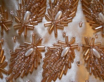 gorgeous bead work, glam hand beaded satin vintage clutch bag  1960s hong kong