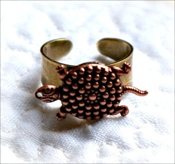 Secret Locket Ring - Tiny Turtle Tortoise