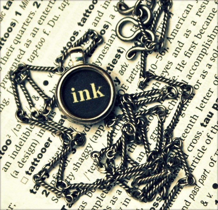 Vintage Typewriter Key - Ink - Pendant for The Tattooed One in Your Life - Typewriter Necklace