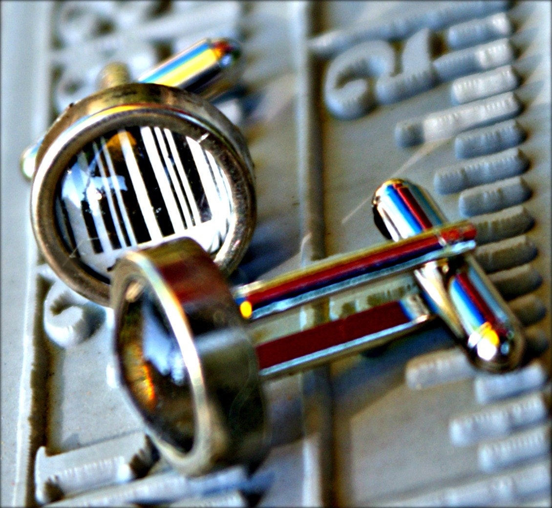 Wedding Men's Jewelry Cuff Links - Bar Code -  Cufflinks for The Geek in Your Life