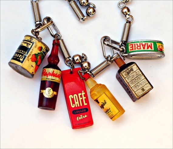 50s French Foodie Necklace - 1950s Publicity Miniatures - Vintage Kitsch & Colour
