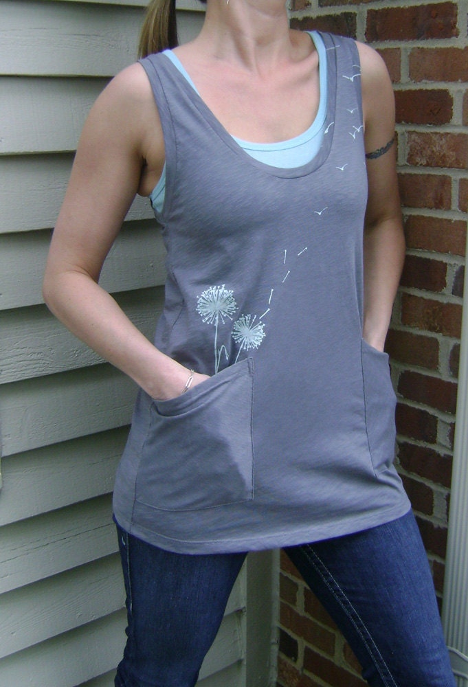 NEW - S, M, L, XL - Wish You Were Here Pocket Tank in Gray