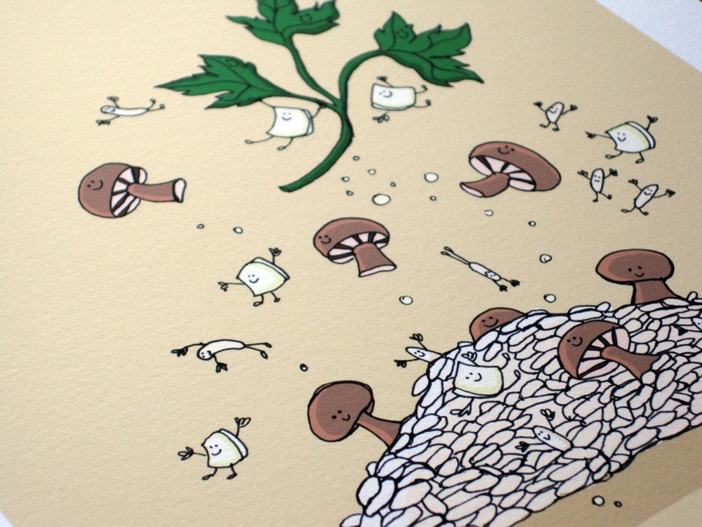 Mushroom Risotto- Signed Archival Print of Original Illustration