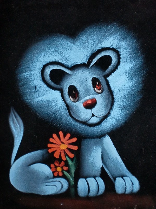 Black Velvet Lion Painting