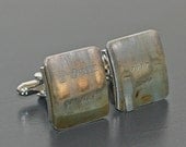 AUDI Car Engine Part CUFFLINKS - with stamped rings logo and specs.  Special cuff links box included.