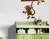Monkey Hanging from Tree Branch Vinyl Wall Art Kids Decor