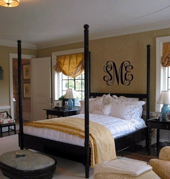 Custom Monogram Fancy Scroll Initials Vinyl Wall Decal