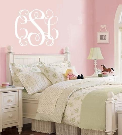 Custom Monogram Fancy Scroll Initials Vinyl Wall Decal