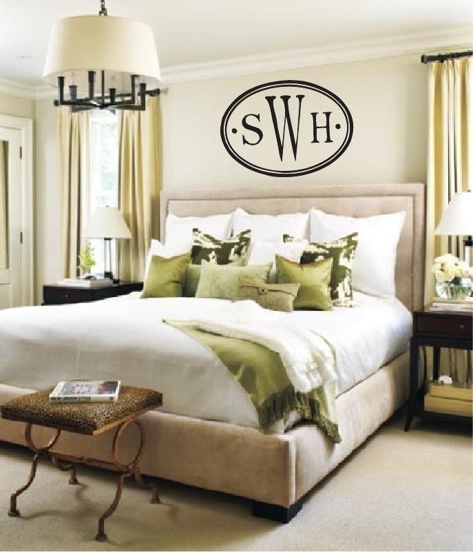 LARGE Monogram Oval with Initials vinyl wall art decal sticker