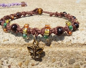 Nature's Creatures Brown  Hemp Beaded Anklet  2   CUSTOM