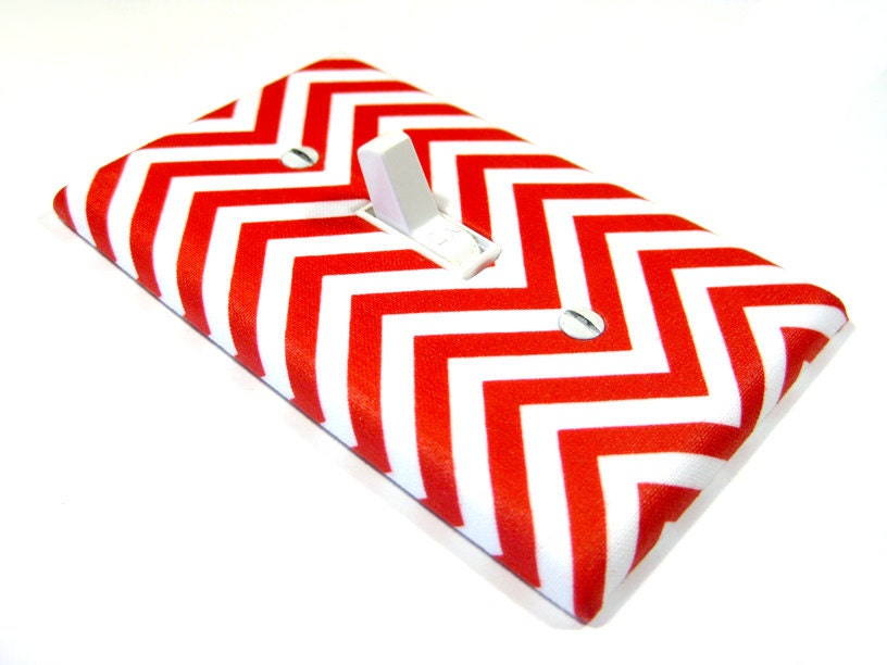 MADE WHEN ORDERED: Red and White Chevron Light Switch Cover Candy Cane Stripes Zigzag Zig Zag Holiday Decor Outlet Dimmer Switchplate