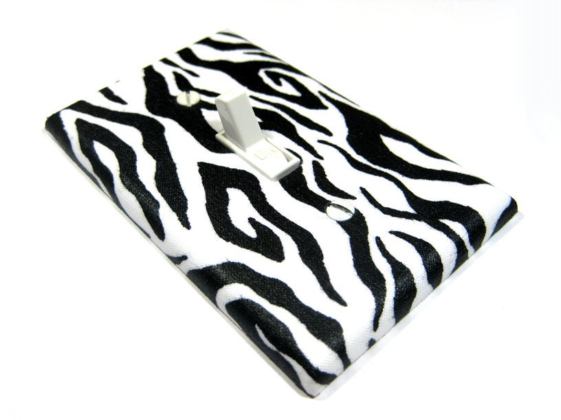 Light Switch Cover Black and White Zebra Stripes Bedroom Decor Wall Art Decoration Animal Print Pattern