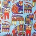 Laurel Burch Fanciful Felines Cat fabric blue noC308