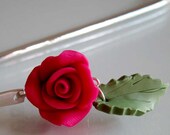 Fuchsia Rose Bookmark - Polymer Clay