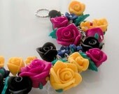 Spanish Rose Garden Bracelet - Polymer Clay