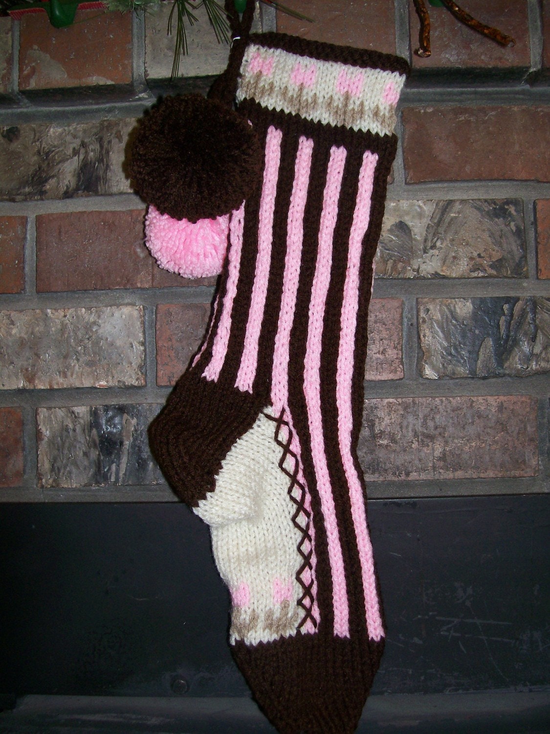 Old Fashioned Hand Knit Bright Series Stocking