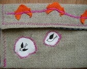SALE linen bird pencil-case