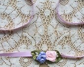 Victorian Ribbon Rose Choker  Handmade Pink, Peri