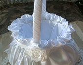 Flower Girl Basket Handmade FAITH Flowergirl in Ivory or White