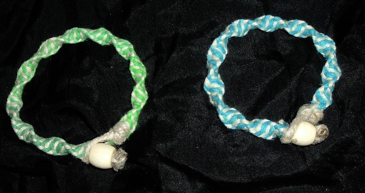 D.N.A. Strand Hemp Bracelet made with Phat Thick Rainbow Variagated Tye dye Vegan Hemp Jewelry