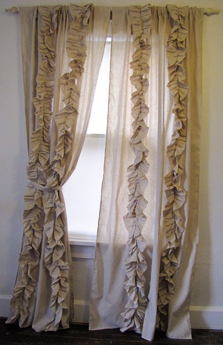 2 Panels Tattered Ruffles Curtains 43 x 84