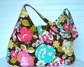 Mid Sized Hobo Bag.......Chocolate Brown and Flowers