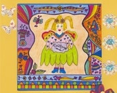 Fairy Print Folk Art Whimsical Embellished COURAGE, Magic, Fantasy, Fairytale, Enchanted, Bird, Butterfly, Flowers, Vibrant, Colorful