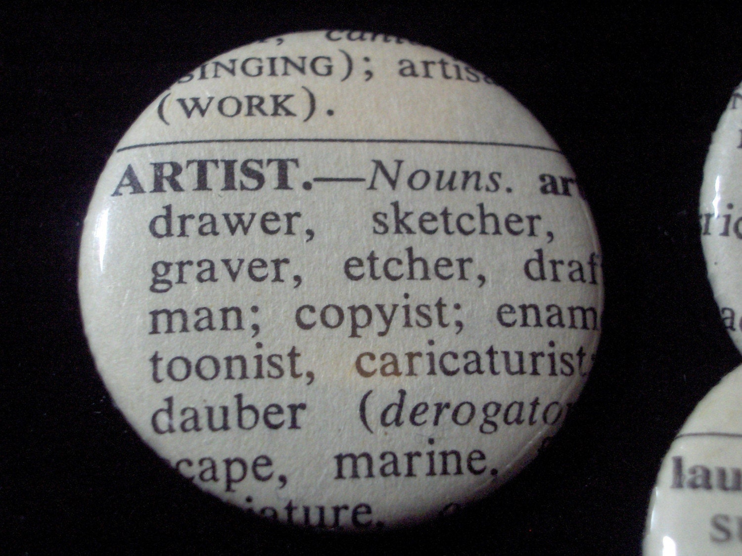 2 Vintage Dictionary Custom Buttons