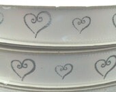 Wedding Ribbon WHITE SATIN with SILVER HEARTS 3 spools