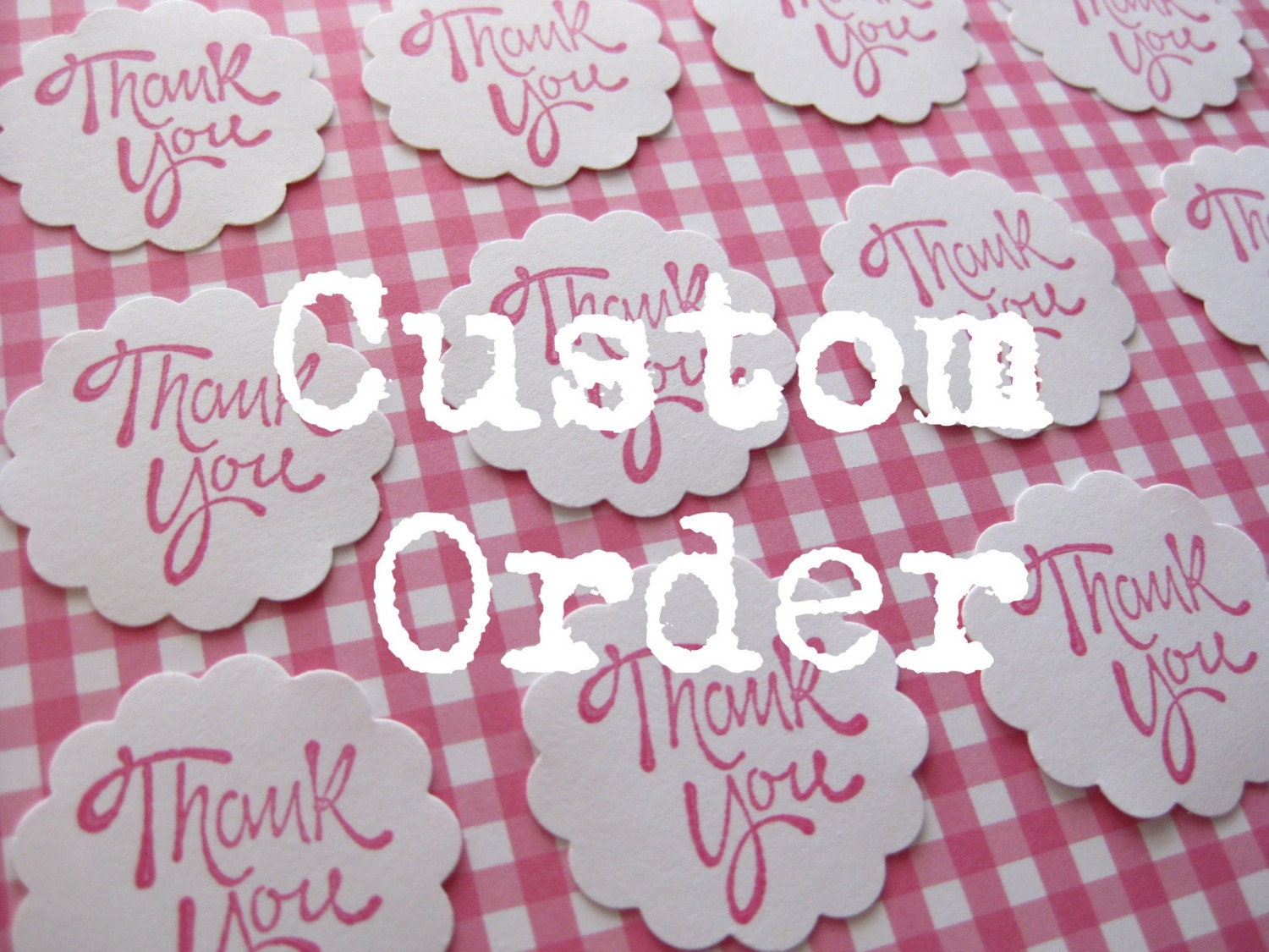 CUSTOM ORDER for krinercreations - 100 Round Scallop Edge Pink THANK YOU Stickers