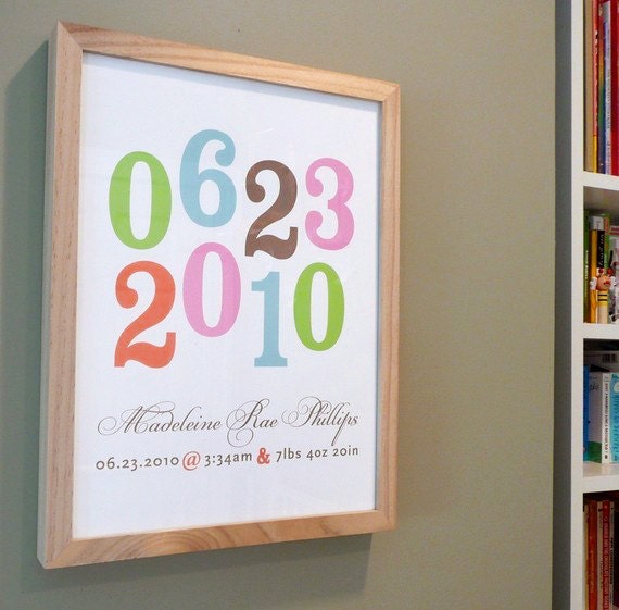 Playful Numbers modern nursery art print poster custom - 11x14