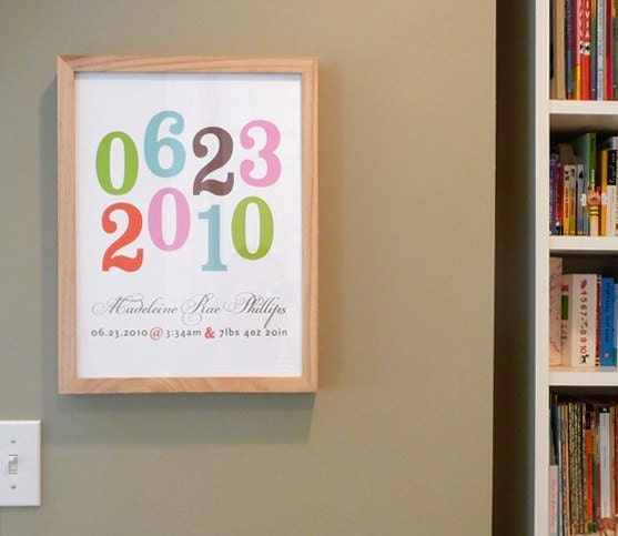 Playful Numbers modern nursery art print poster custom - 8x10