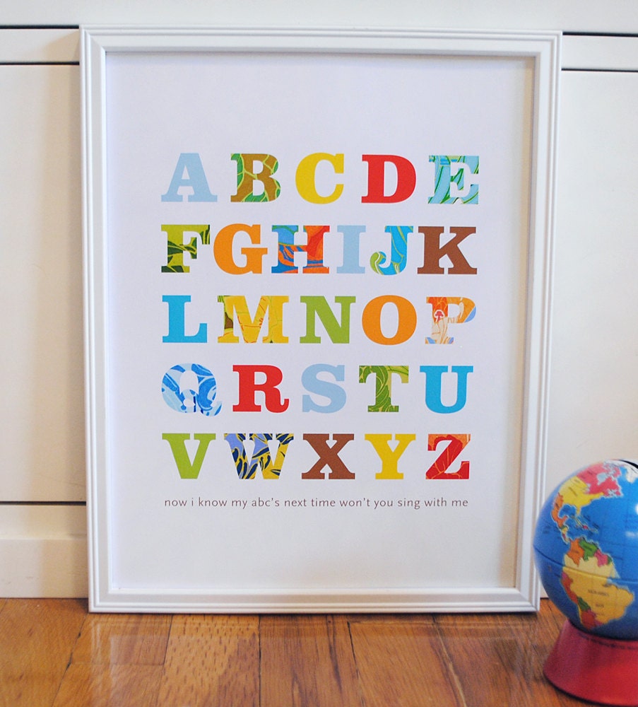 Patterned Numbers Print Primary Colors modern graphic nursery wall art poster  - ready to ship - 11x14