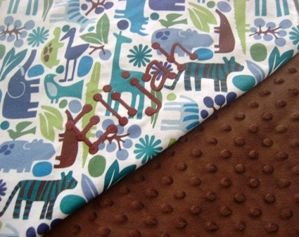 Blanket Large Blue Zoo 40 in x 59 in Twin Size - Can Be Personalized