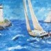 Sailing toward Portland Headlight acrylic painting