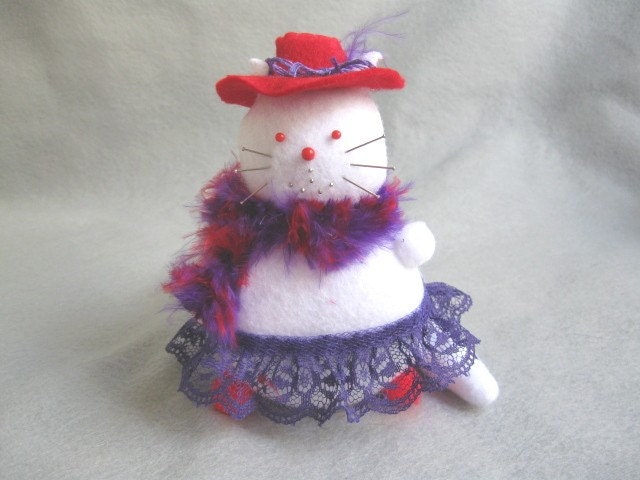 Pincushion Cat Red-Hat Lady Rachael...MADE-TO-ORDER...