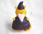 Wizard Cat Pincushion Mortimer cute felt kitty cat collectable or gift for animal lover...MADE-TO-ORDER
