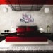 CUSTOM PAINTING Abstract Modern Landscape Tree Asian Zen Art by Gabriela 44x32 black white red