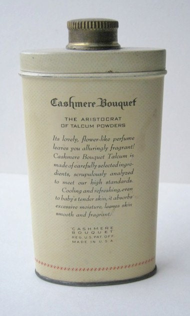 Vintage Cashmere Bouquet Talcum Powder Tin 2oz Colgate Palmolive Peet Co.