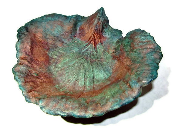Raku Pottery Cabbage Leaf Brilliant Copper Glaze Ceramic Dish - Ceramics and Pottery on Etsy - mmartiniuk