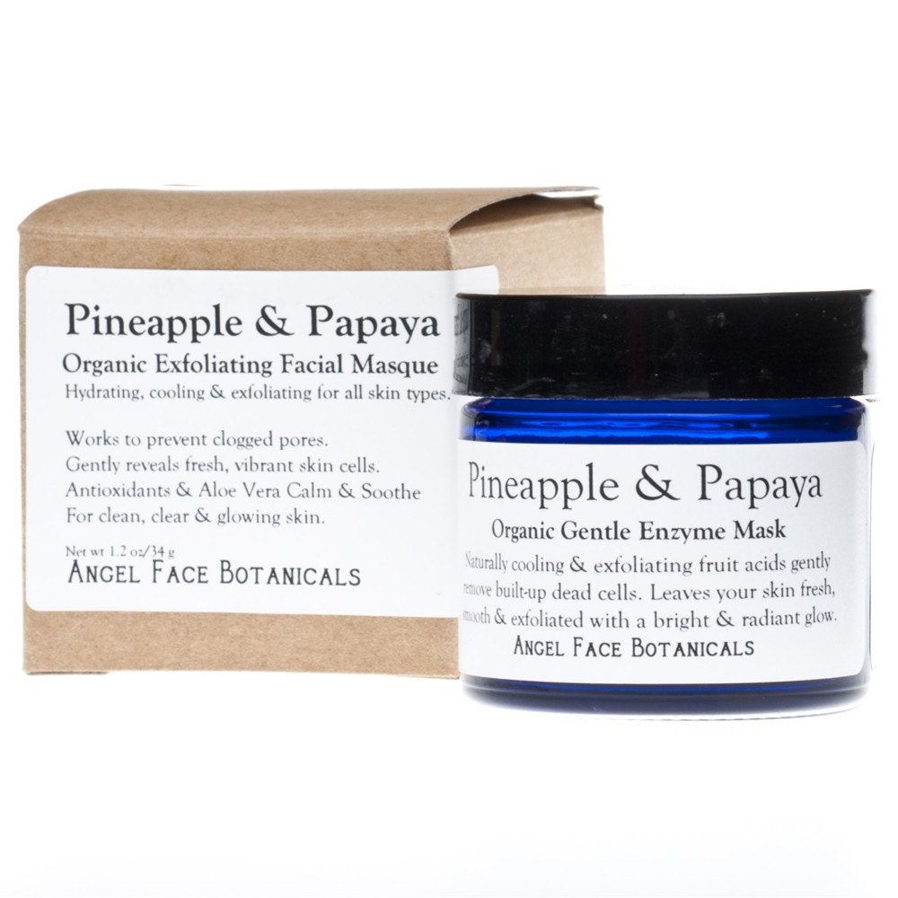 Pineapple and Papaya - Organic Gentle Exfoliating Enzyme Face Mask - Natural Skin Care For All Skin Types 1.2 oz