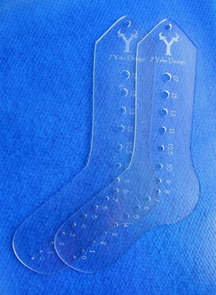 Knitting Sock Blockers and Needle Gauge - Large Size