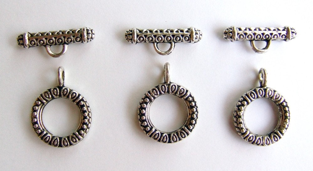 Pewter Bar and Toggle Clasps - Set of 3