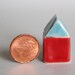 Little White Door Miniature Clay House -  aqua red