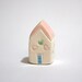 SALE Confetti Hearts House - pink blue white - little clay house