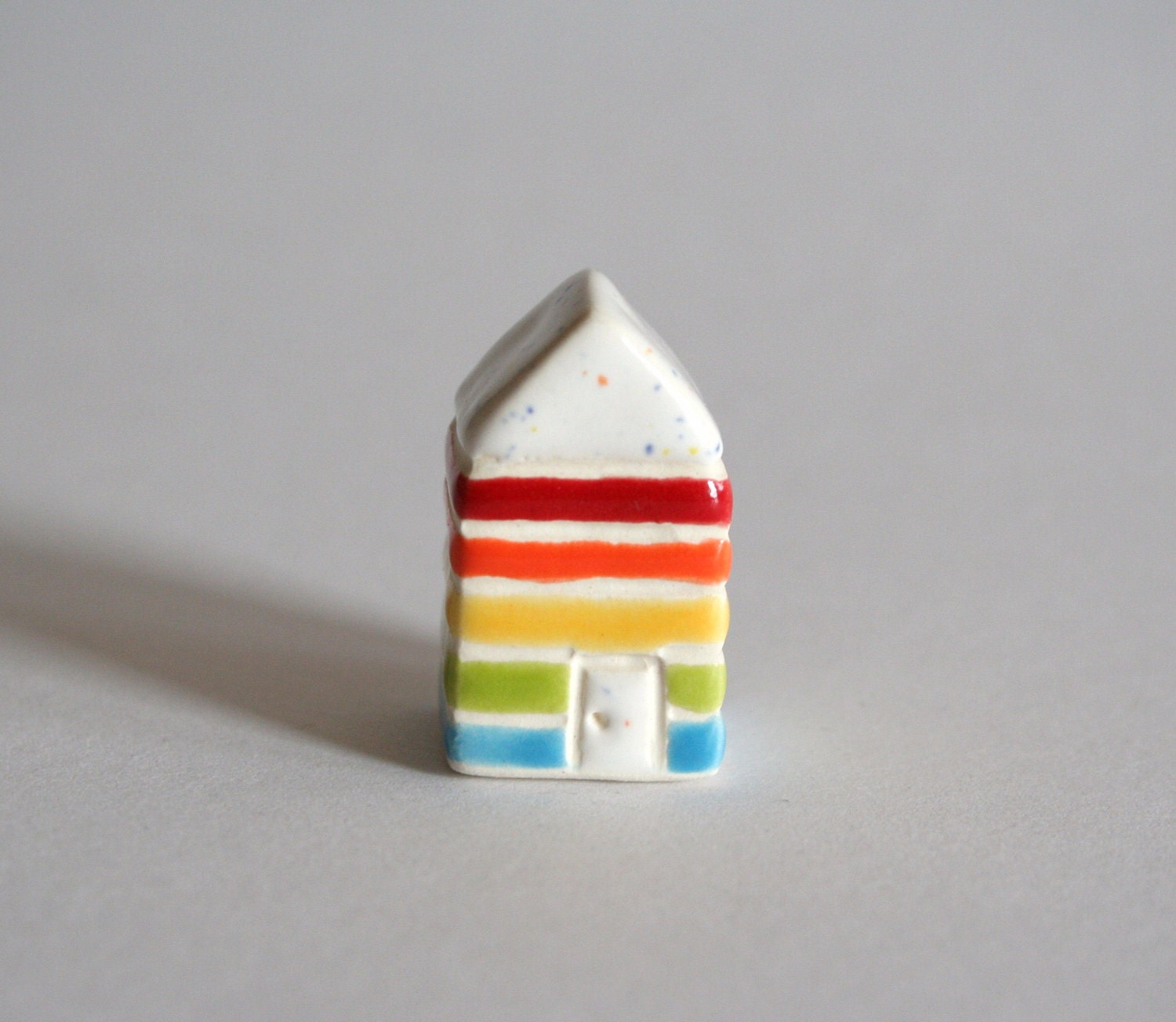 Little Striped House - Rainbow - Miniature Clay Terrarium