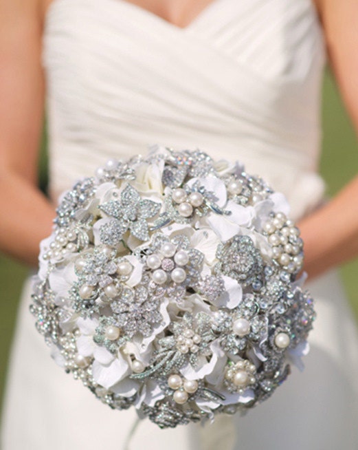 Classic pearl and rhinestone heirloom brooch bouquet  -- deposit on a made-to-order bridal brooch bouquet