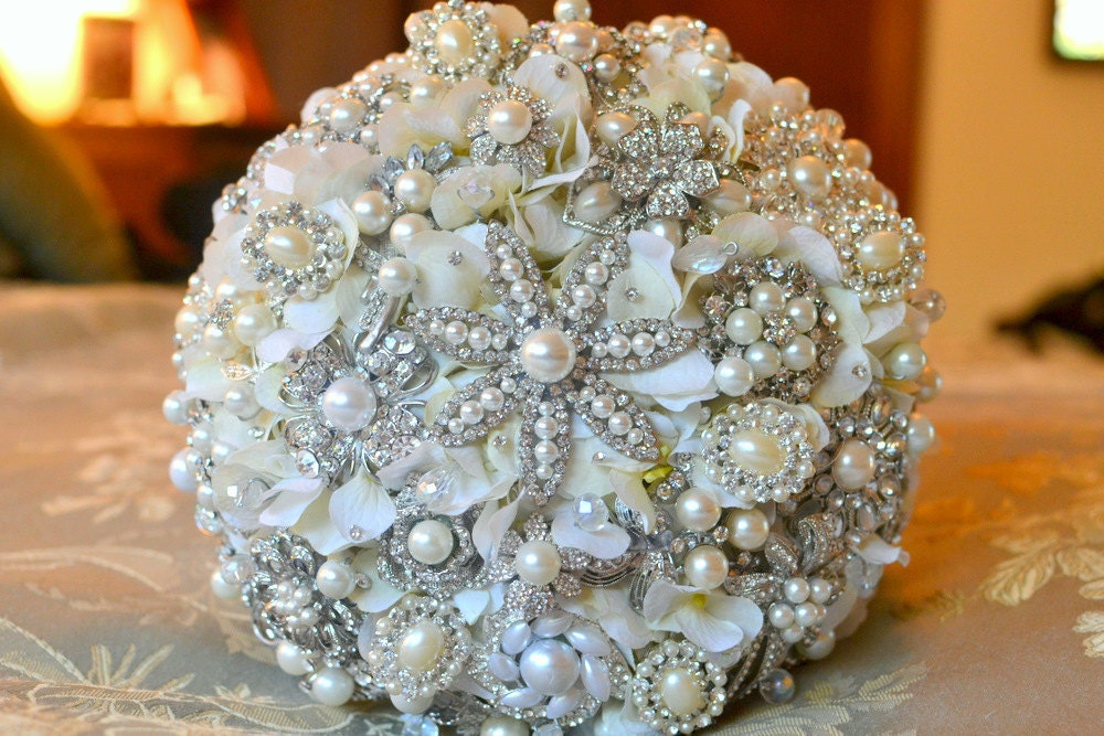 Deposit for classic heirloom pearl brooch bouquet -- made-to-order wedding brooch bouquet