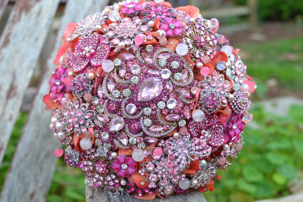 Deposit for an Indian summer brooch bridal bouquet -- made-to-order wedding bouquet